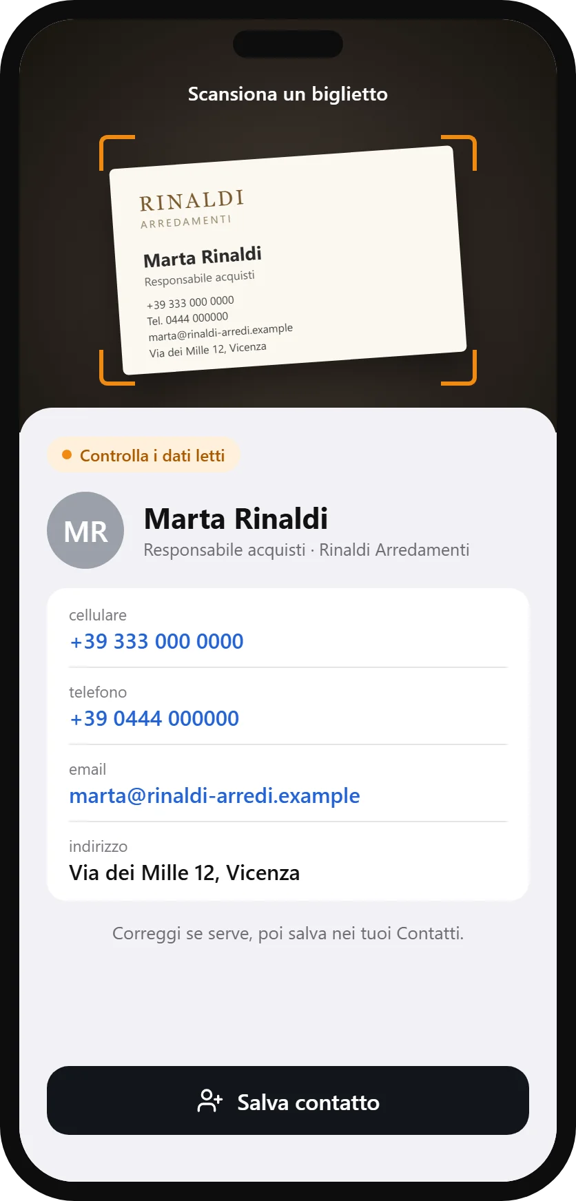 4. Tu salvi i loro contatti